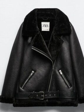 XXL Zara Black Double Faced Faux Leather Jacket